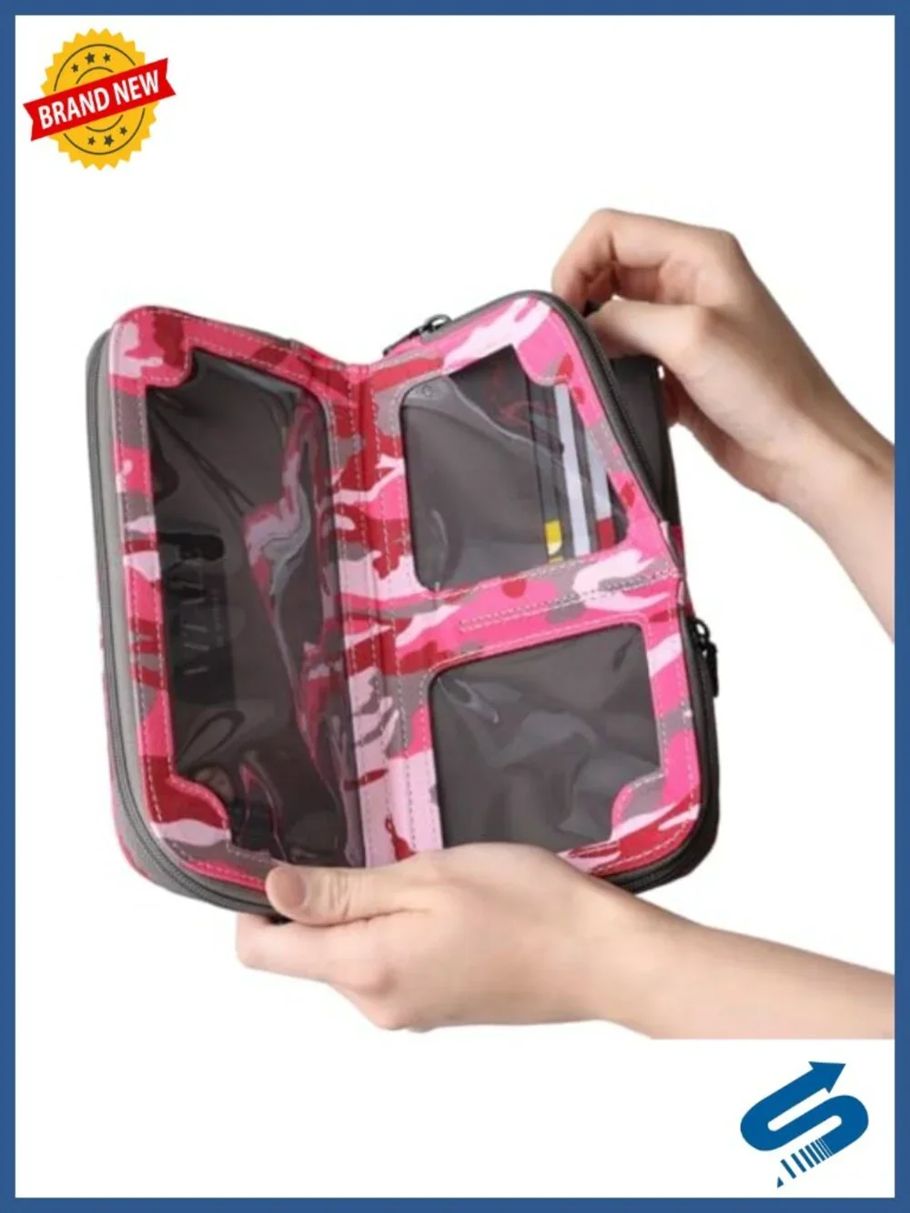 Convertible Crossbody Clutch Three-Compartment Purse Detachable Strap Neoprene